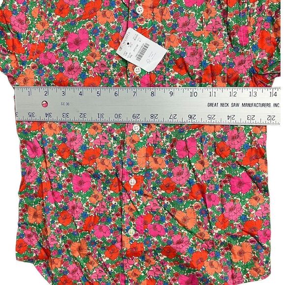 Crewcuts Shirt Boys 6-7 Button Down Floral Liberty Red Orange  Organic Cotton - Picture 4 of 8